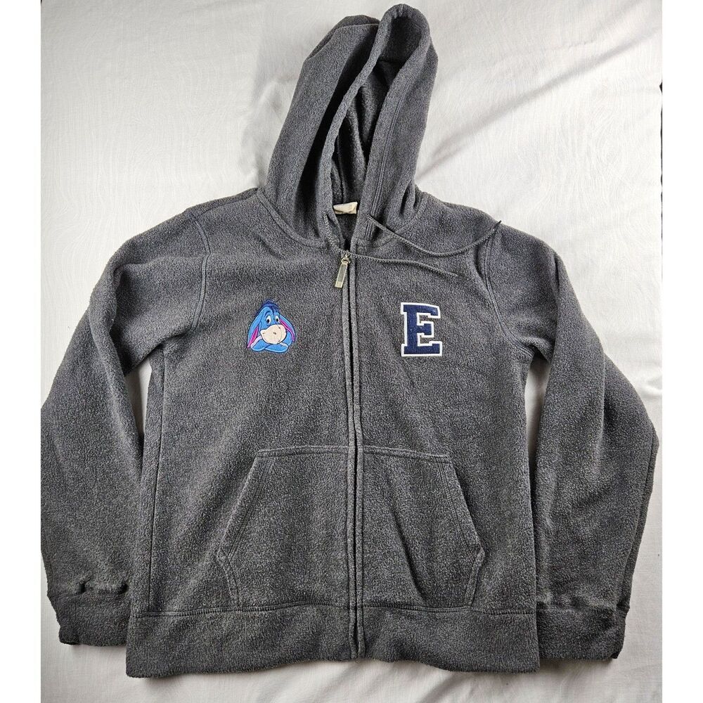 Disney Junior L Eeyore Full Zip Hoodie Jacket Girls Large Gray Polyester Fleece
